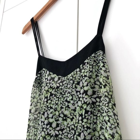 BCBGeneration Floral Tank Top Cami Sheer Spaghetti Straps Blouse - Picture 3 of 8